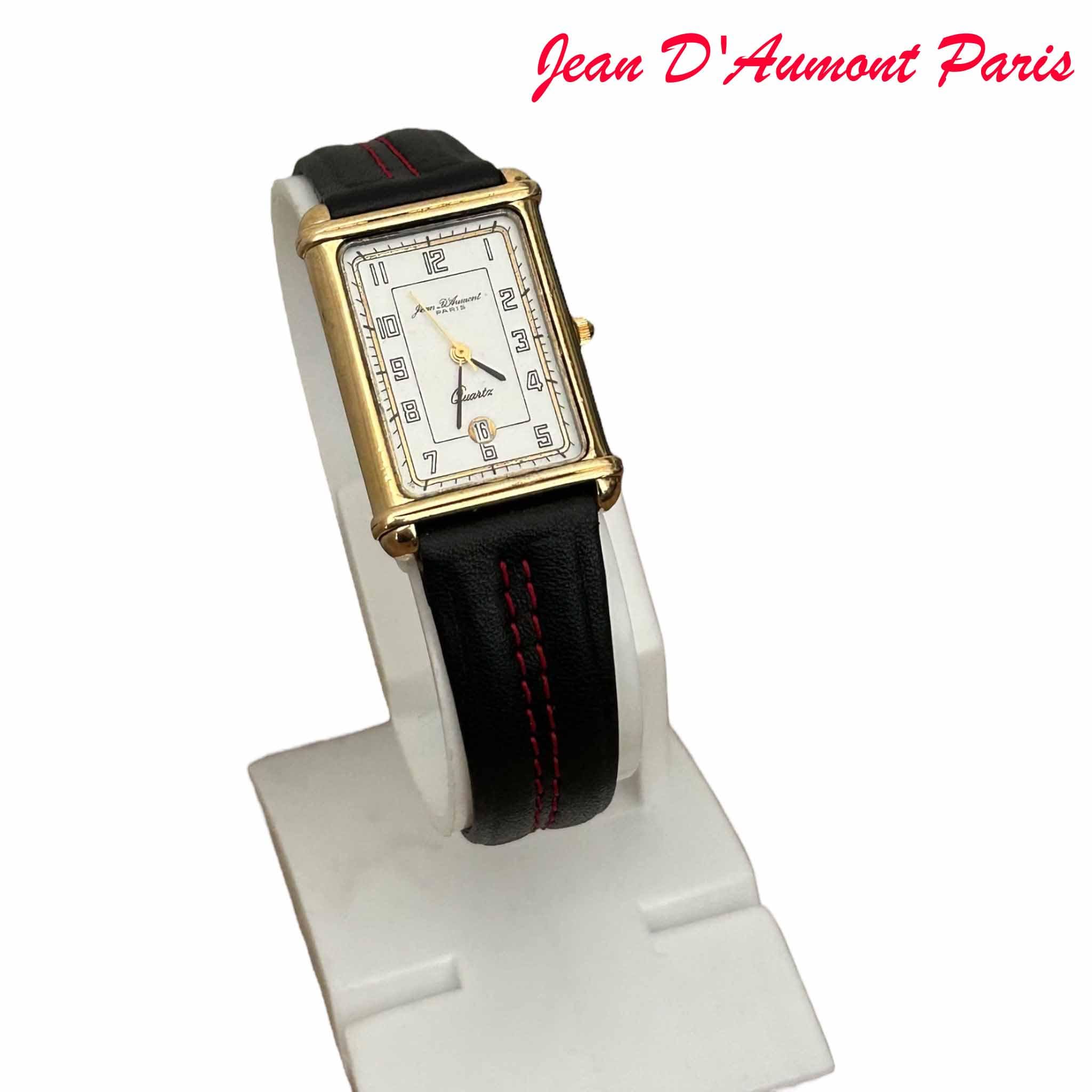 Jean D'aumont Paris NOS 1990s Tank Watch : Ultra Rare Leather