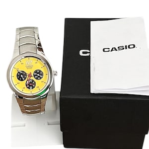 Unused Rare Yellow Dial /Casio EF-307 Wrist Watch/Stainless Stell /  Men's Edifice 100 Meter/ Steel case/ Sporty and stylish/ Rare Color