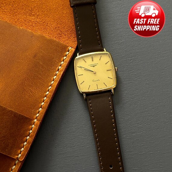 Vintage Longines Ultra Thin Quartz Watch 761 Swiss 6245 V8 Six Jewels Handmade Genuine Leather Pouch Etsy