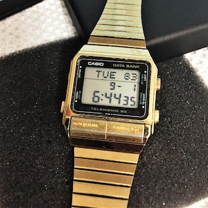 Casio DB-510g  men digital watch silver vintage / Japan data bank 1980s/ Very good condition Rare Gold color/ Module 262 Vintage Men’s Watch