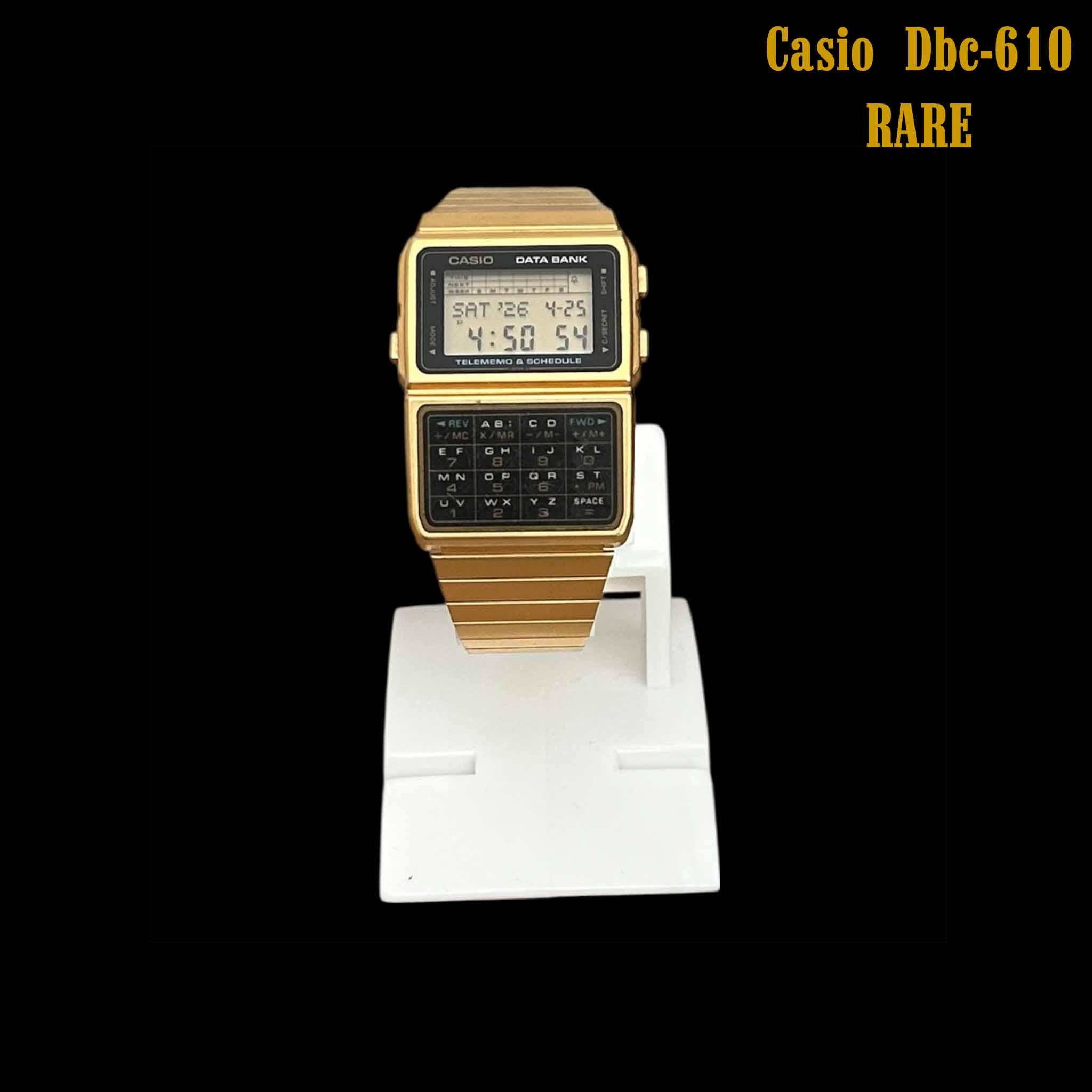 Vintage Casio DBC-610 Gold Color Calculator Watch Module 676