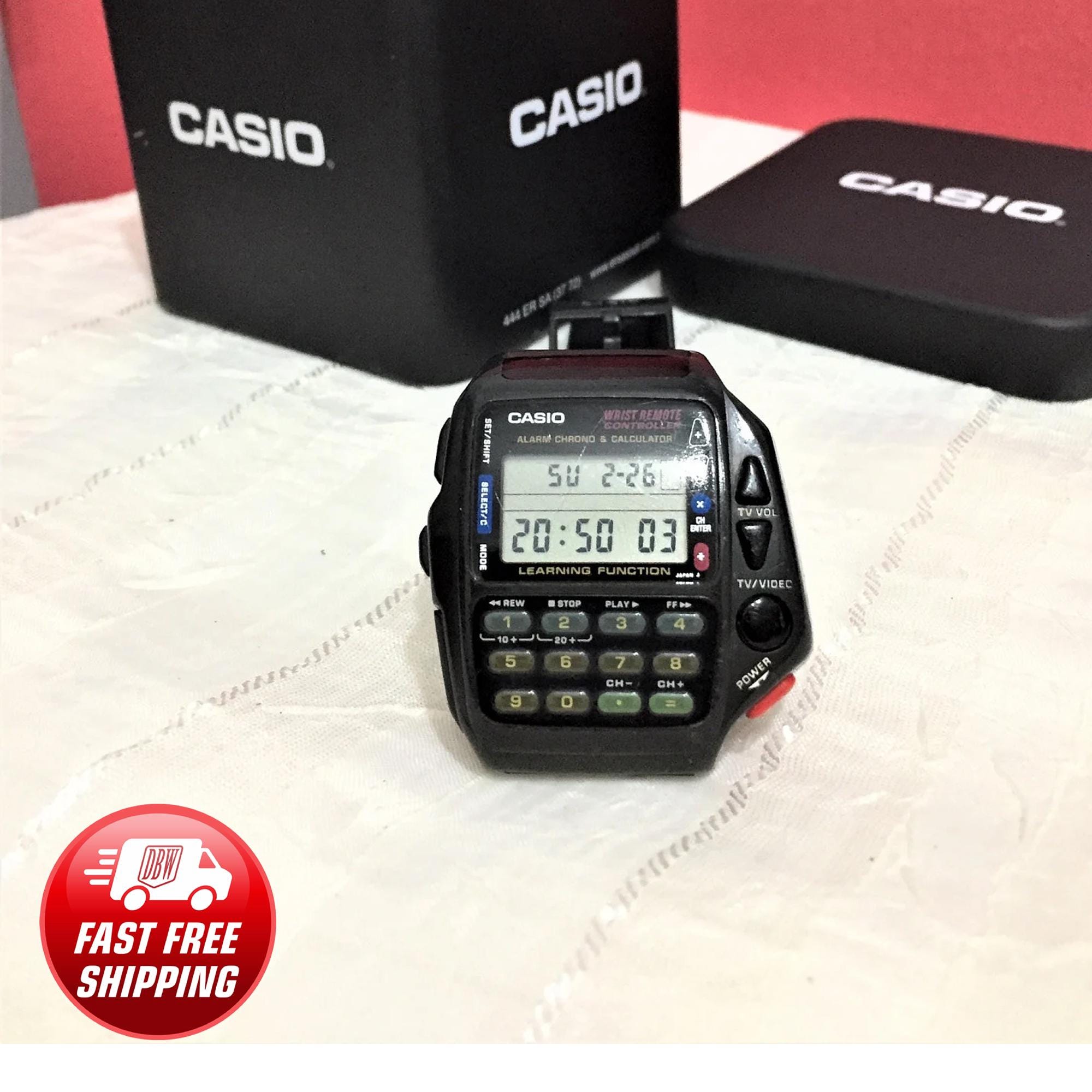 Casio calculator watch backlight sale
