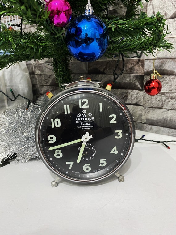 Big Vintage WEHRLE Three-in-one Clockalarm Clock/ Made in Germany