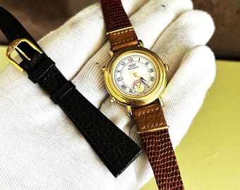 Cronógrafo de cuarzo Seiko vintage para mujer, modelo n.° 8M25-6020, correa negra de repuesto &quot;Dancing Hands&quot;. Modelo raro de la década de 1990.