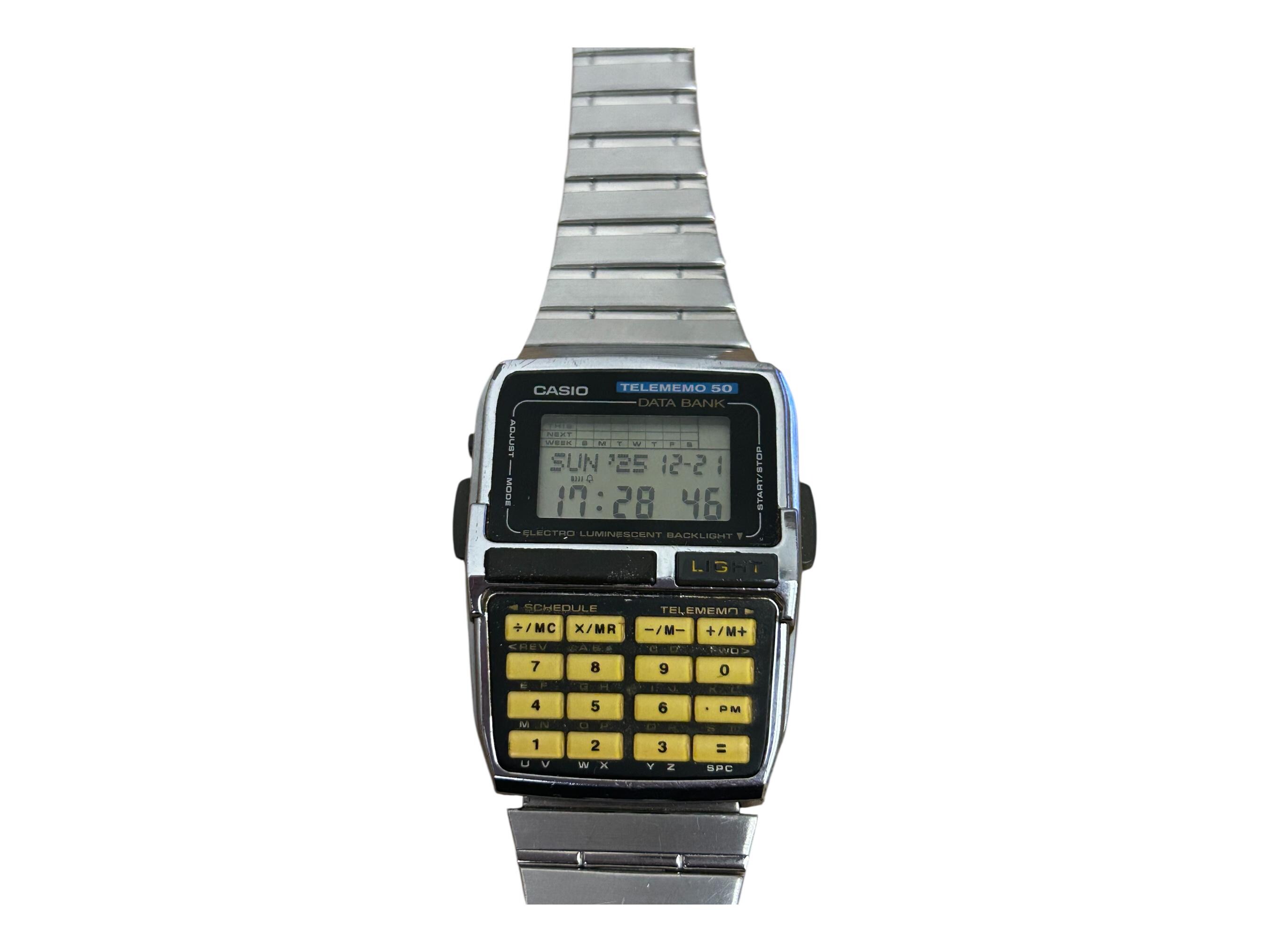 Vintage Casio Dbc-63 Databank Telememo 50 Memory Calculator Watch