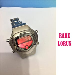 Vintage Lorus WAtch Fusion Vividigi  Digital  90s /W100-4A00/ 3 different lights/ Steel case / Steel Cord/Seiko Watch Corporation