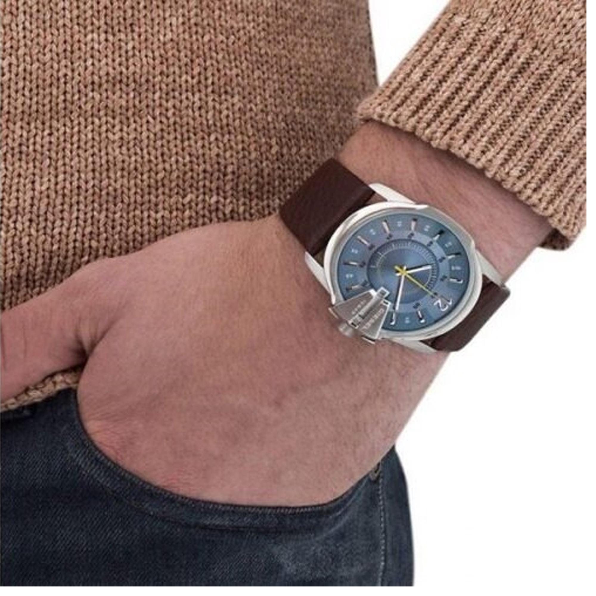 Men Diesel Dz-1399 Watch Classic Vintage Style / Genuine Leather