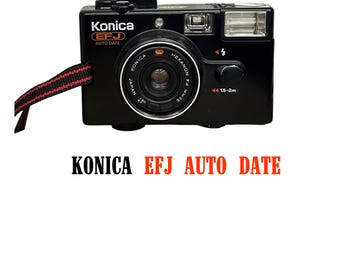Cámara Konica EFJ vintage con fecha automática de 35 mm: probada y funcionando