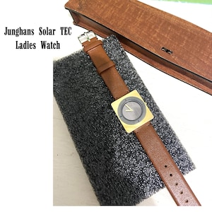 Vintage Junghans Solar TEC Ladies Watch/ Very good condition/ German, Solar Technology/Genuine Leather Anti Allergie Strap/ With wooden box