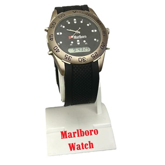 Marlboro Wrist Watch/ Great Vintage Condition/ Black Silicone Marlboro Wrist Watch/ Great Vintage Condition/ Black Silicone