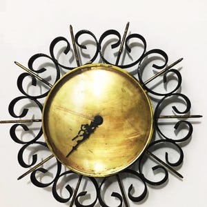 Rare Beautiful Kienzle kitchen wall clock Iron Brass/ 1960s./ Heavy iron and brass wall clock/ home decor/good condition works well