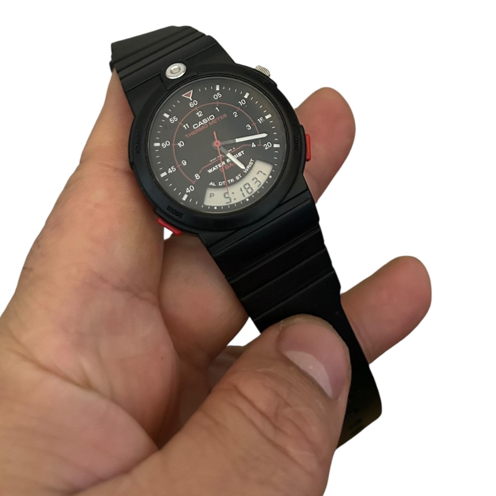 Rare Black Dial THERMOMETER Casio AW-10, Watch, Casio Vintage