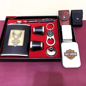 Harley Davidson Steel Leather Covered Zippo Original Lighter/ZIPPO MFG Co.Bradford.Pa Handmade Zippo Case/ / Compass, Pen, Shoot/Made in USA