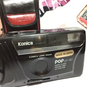 Konica POP EF-80 Vintage Black/ AF Compact Camera 34mm Lens/ 35mm Point and Shoot Film Camera/ great condition/ Konica Pop. Point Camera. image 1