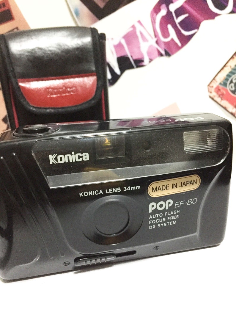 Konica POP EF-80 Vintage Black/ AF Compact Camera 34mm Lens/ 35mm Point and Shoot Film Camera/ great condition/ Konica Pop. Point Camera. image 1