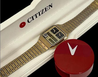 1980年代のヴィンテージ シチズン アナデジ ウォッチ、ゴールド