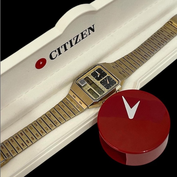 CITIZEN ANA-DIGI TEMP ゴールド CITIZEN FIGURE ANA DIGI TEMP WATCH black gold Japan TICTAC
