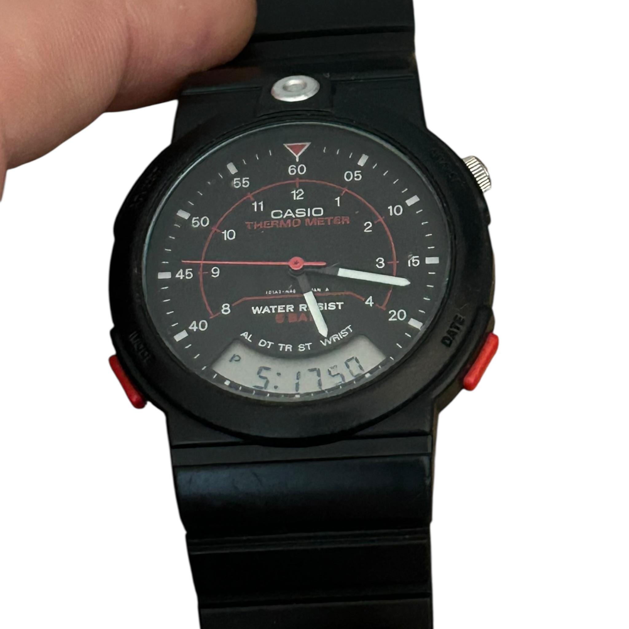 Rare Black Dial THERMOMETER Casio AW-10, Watch, Casio Vintage