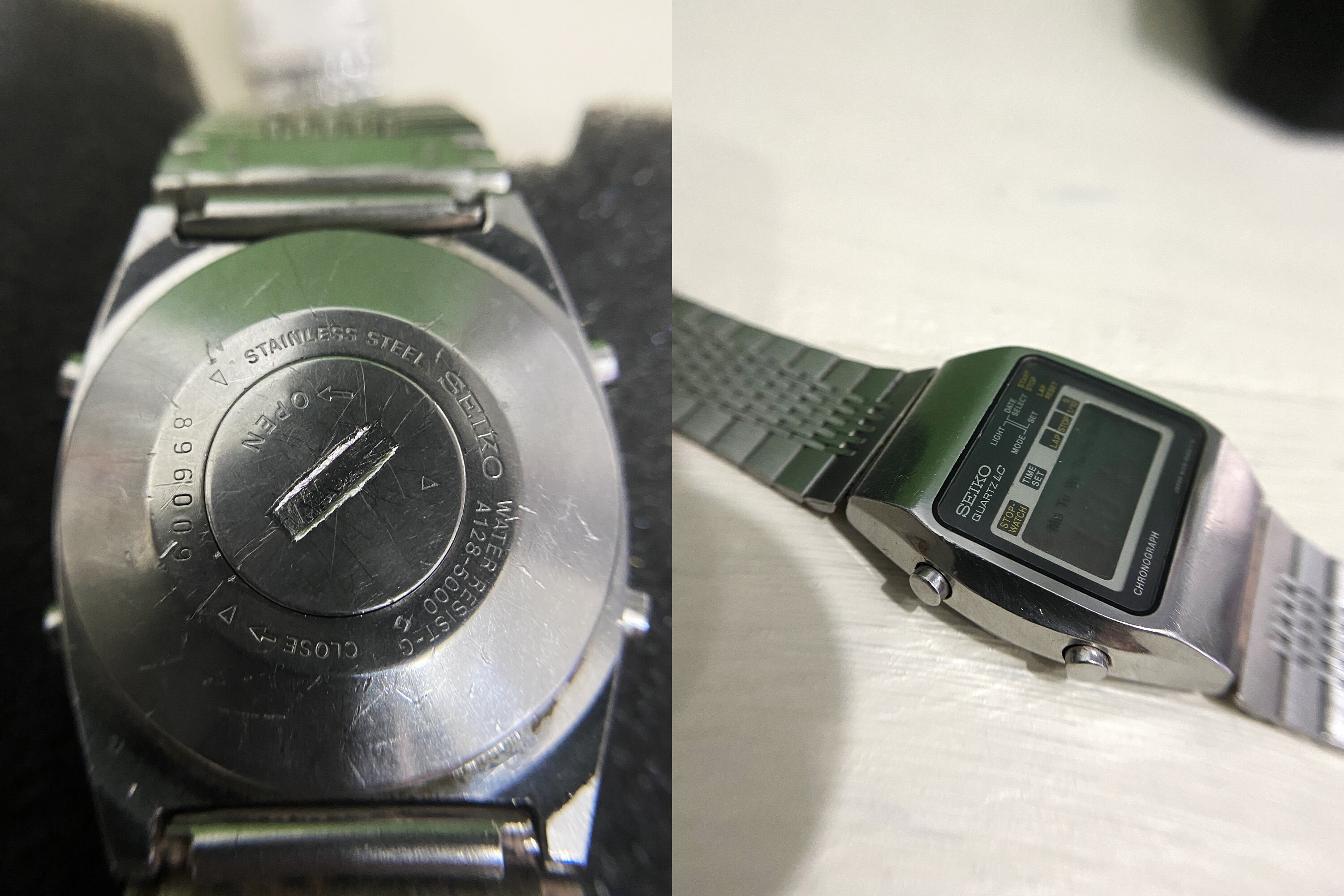 Seiko Lc Chronograph / A128-5000 / 1978 Seiko 12kt Silver