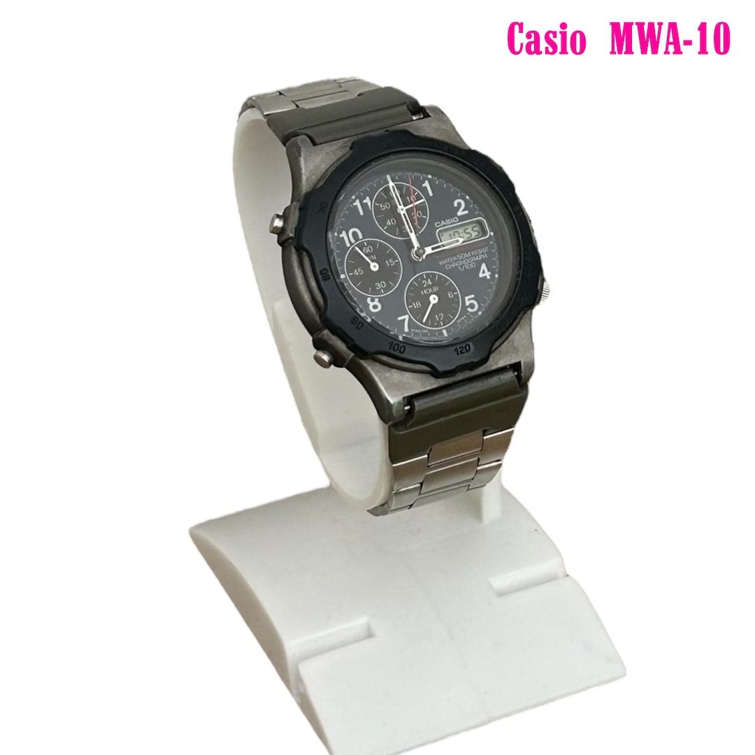 CASIO ALARM CHRONOGRAPH 100M防水 A Rare Vintage Casio MWA 800 1325 Chronograph Watch Working