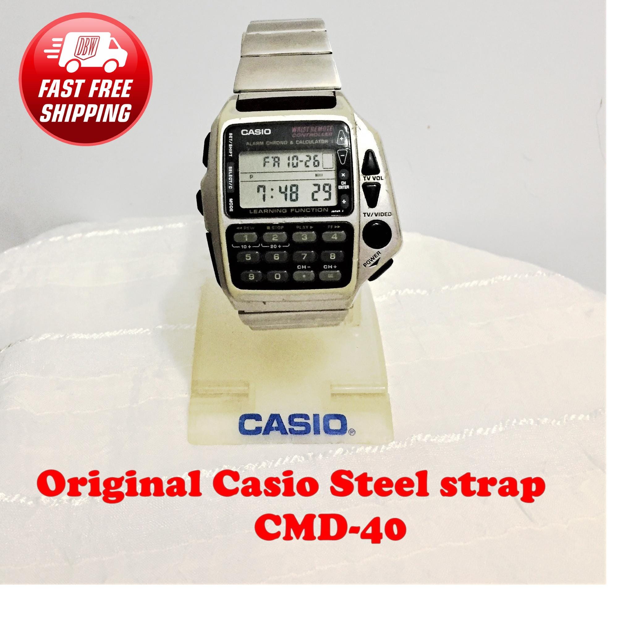 Vintage Casio CMD 40 Learning Tv Remote Control Module 1174 steel Cord Digital Wrist Watch casio Watch Box Made in Korea Etsy