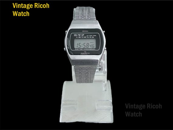 ☺︎ RICOH silver RIQURTZ Rare Vintage Ricoh Riquartz Watch Digital LCD QUARTZ Working 1980s
