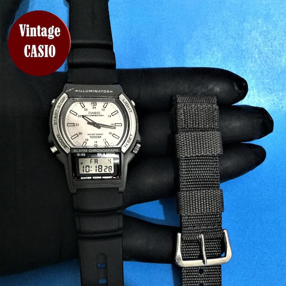 Vintage Casio AW-61 1750 Watch Analog Digital / Japan/ Chronograph