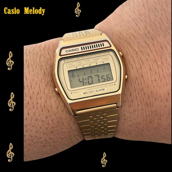 ULTRA RARE Gold Color Vintage Casio Melody Alarm Watch 407 M-521G