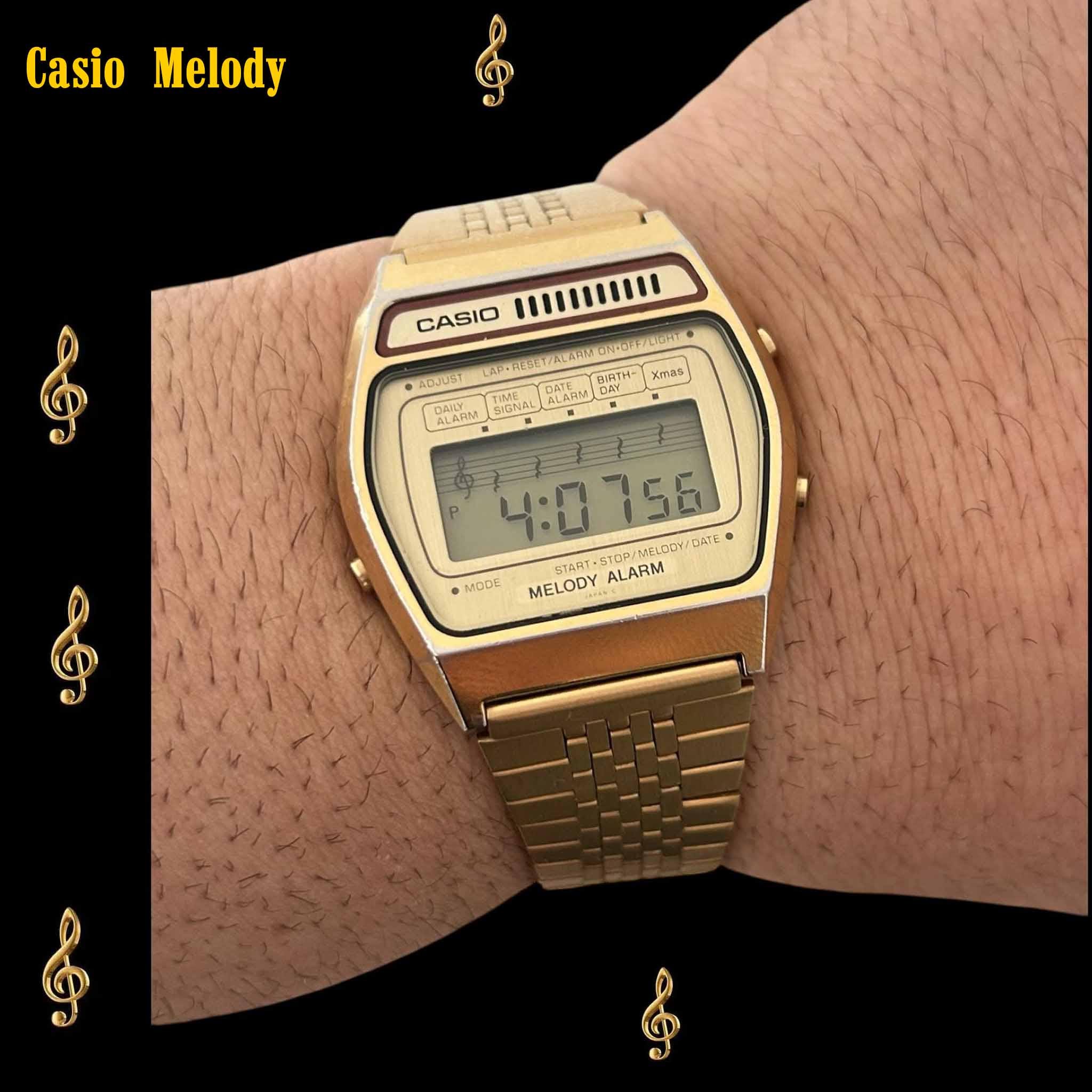 ULTRA RARE Gold Color Vintage Casio Melody Alarm Watch 407 M-521G