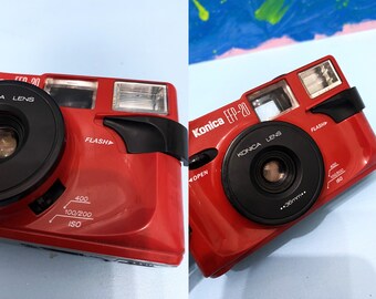Konica EFP-20 Red 35mm Camera With Flash/camera Strap/ 35mm Film