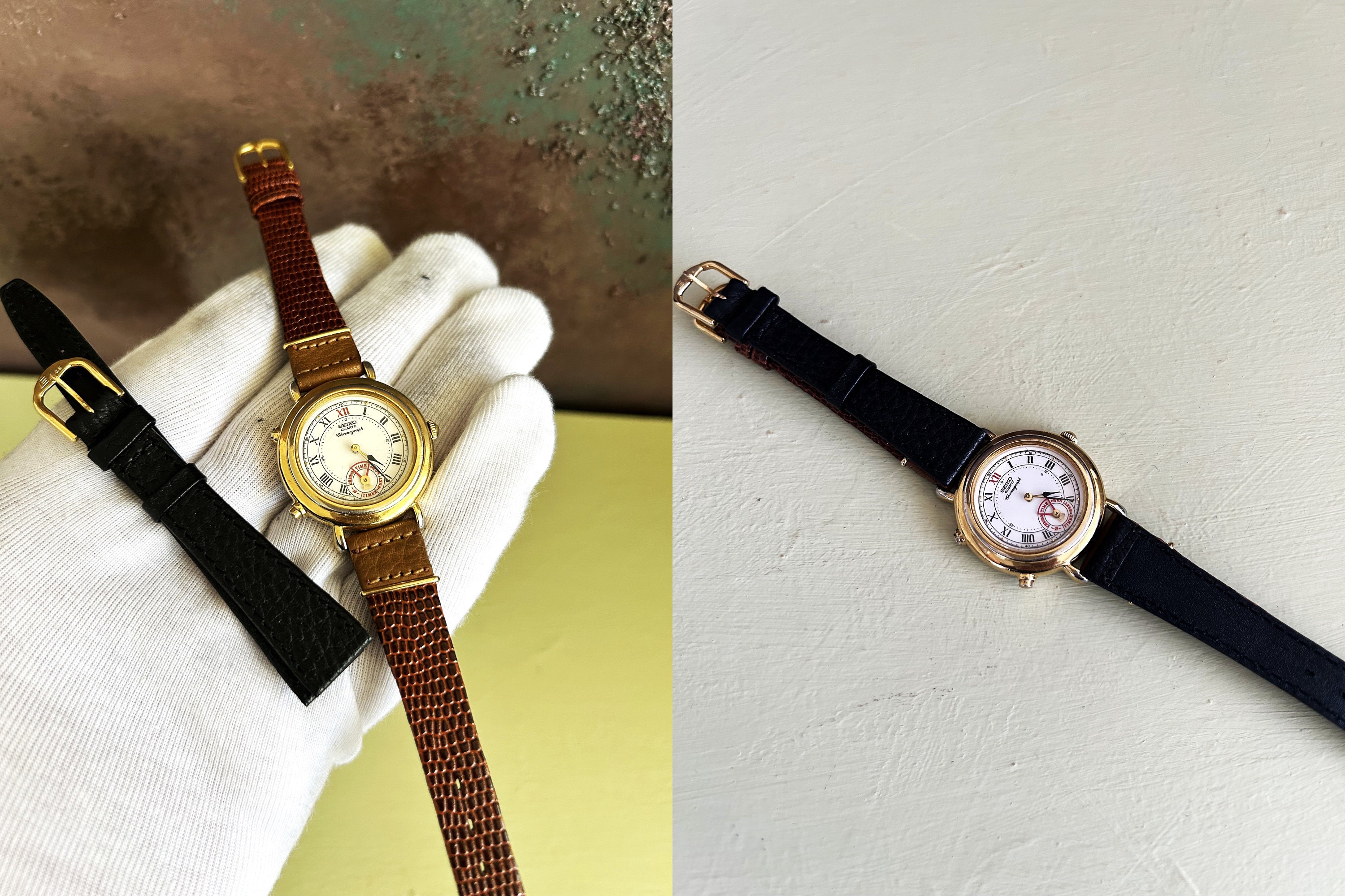 RARE Vintage Ladies Seiko Quartz Chronograph Model No. 8M25