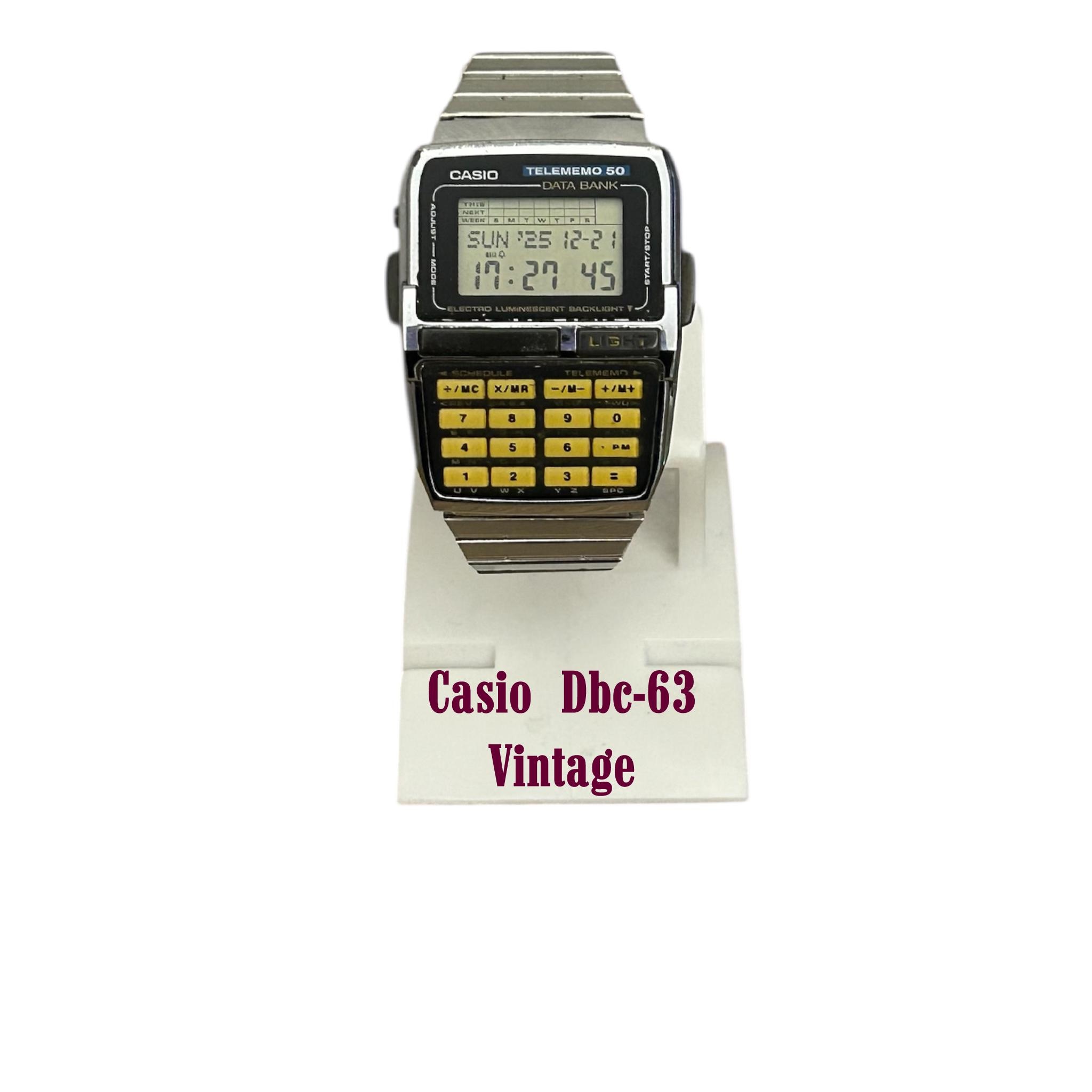 Vintage Casio Dbc-63 Databank Telememo 50 Memory Calculator Watch