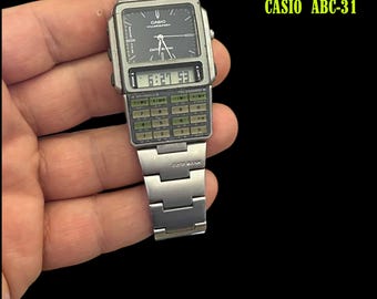 Ultra Rare Vintage Casio ABC-31 Data Bank Digital & Analog Black