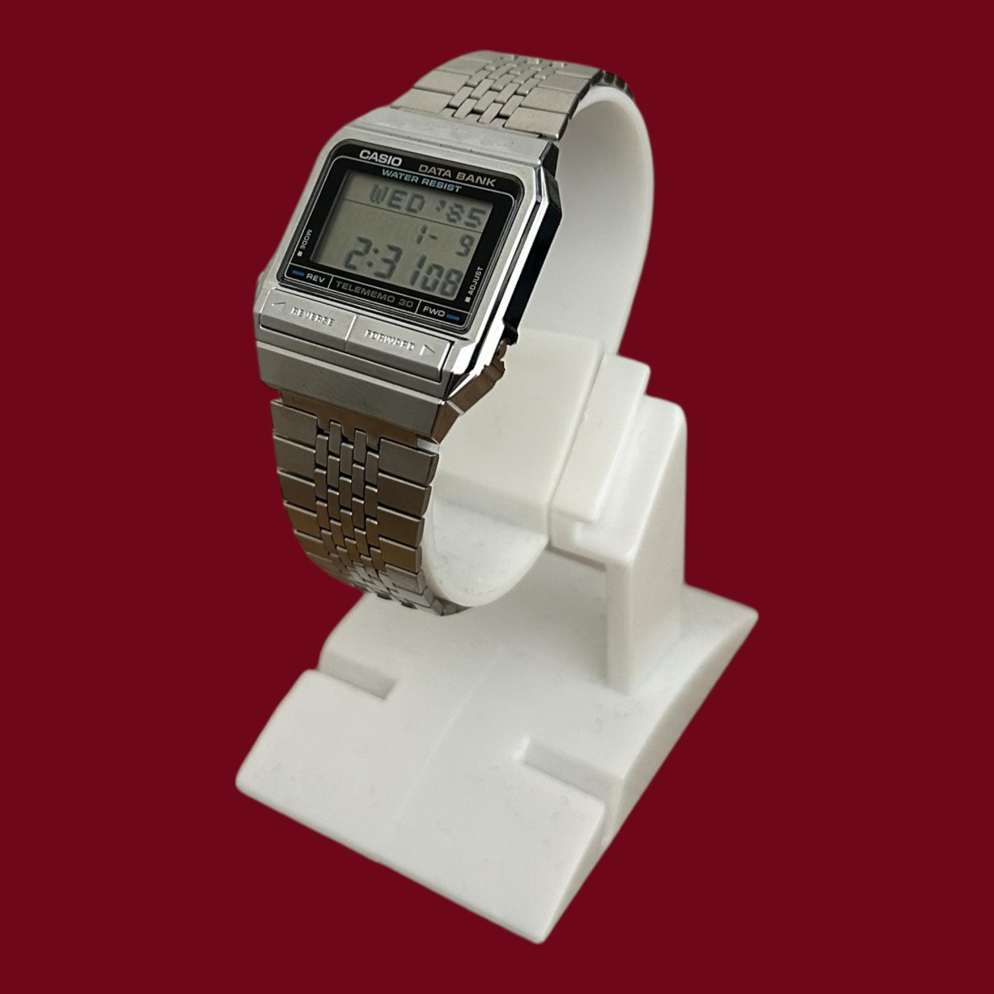 Unused Vintage Casio DB-310 Data Bank Watch 80s Digital Telememo