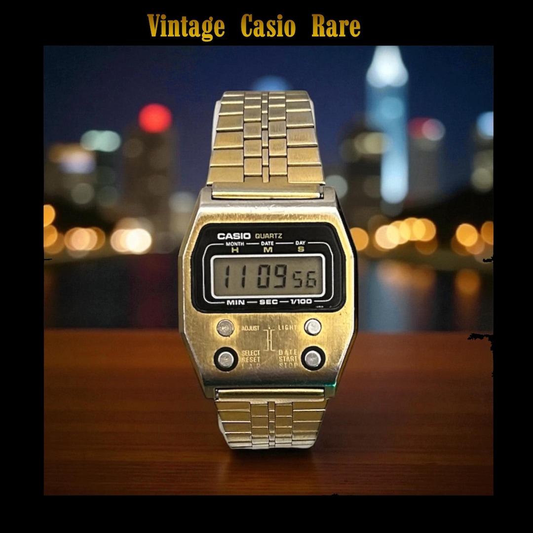 Vintage Rare Casio 52QGS-14 / Digital LCD Quartz Watch / Gold