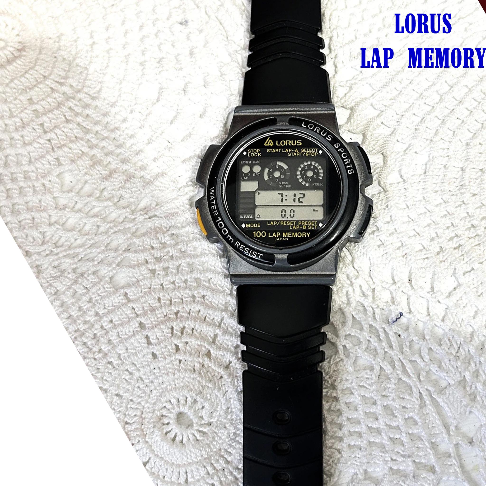 Vintage RARE LORUS W358-0A00 Digital Quartz 100 Lap Memory WATCH