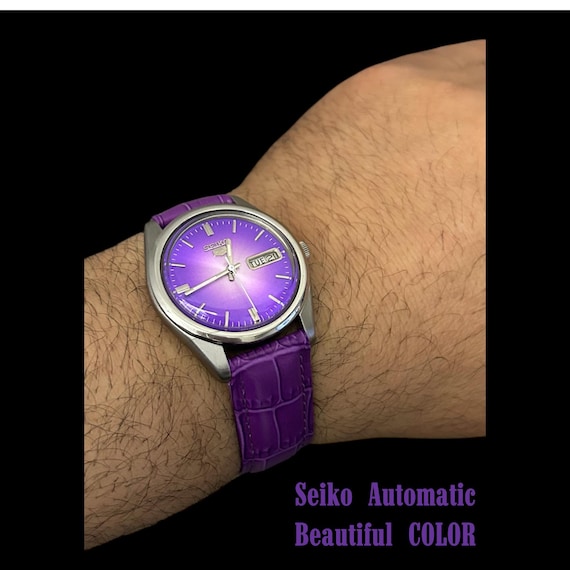 Seiko 5 Automatic Watch : 6309-8590 Purble Color Dial, Strap Fast