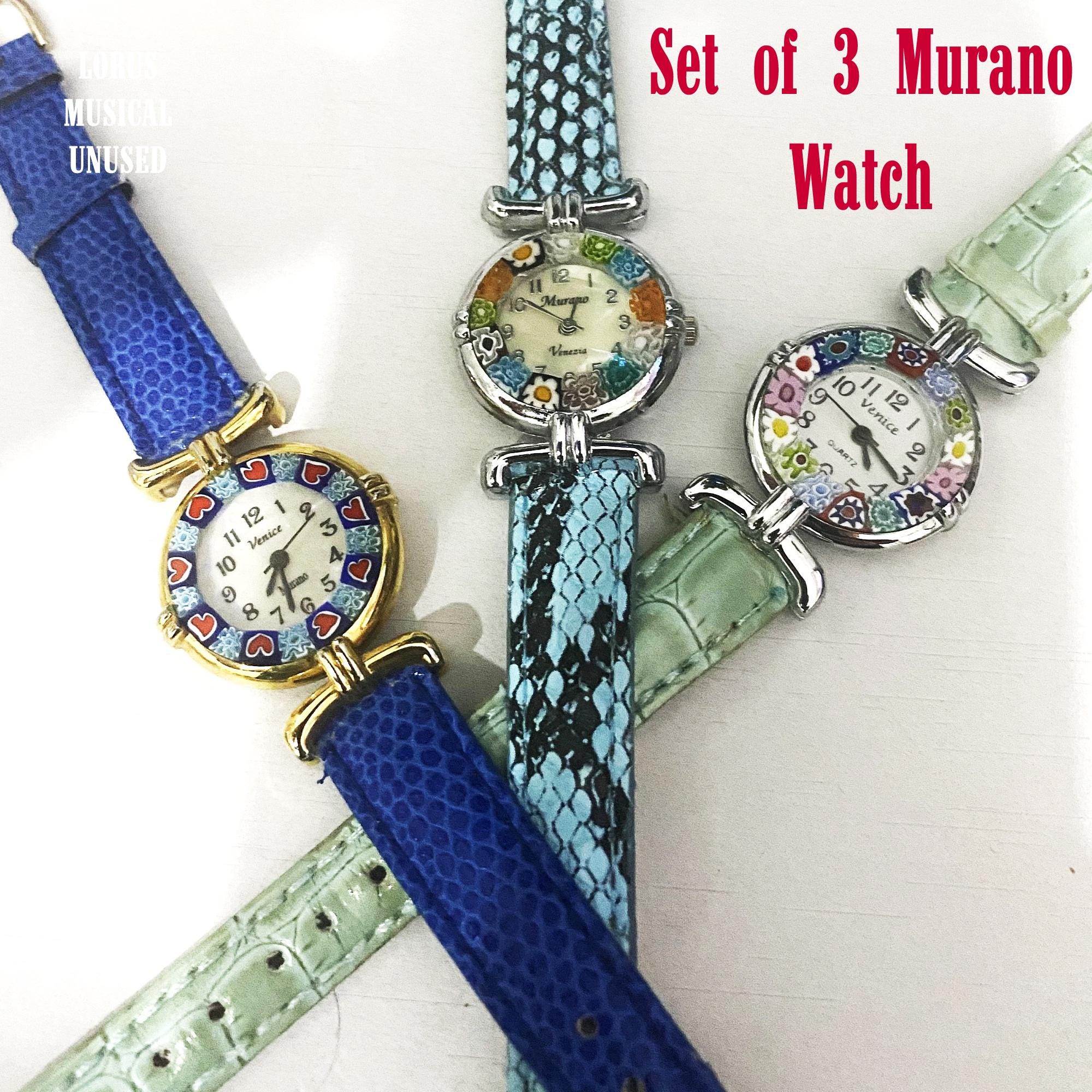 Set of 3 Murano Glass (venice) Women's Watch/ Very Good
