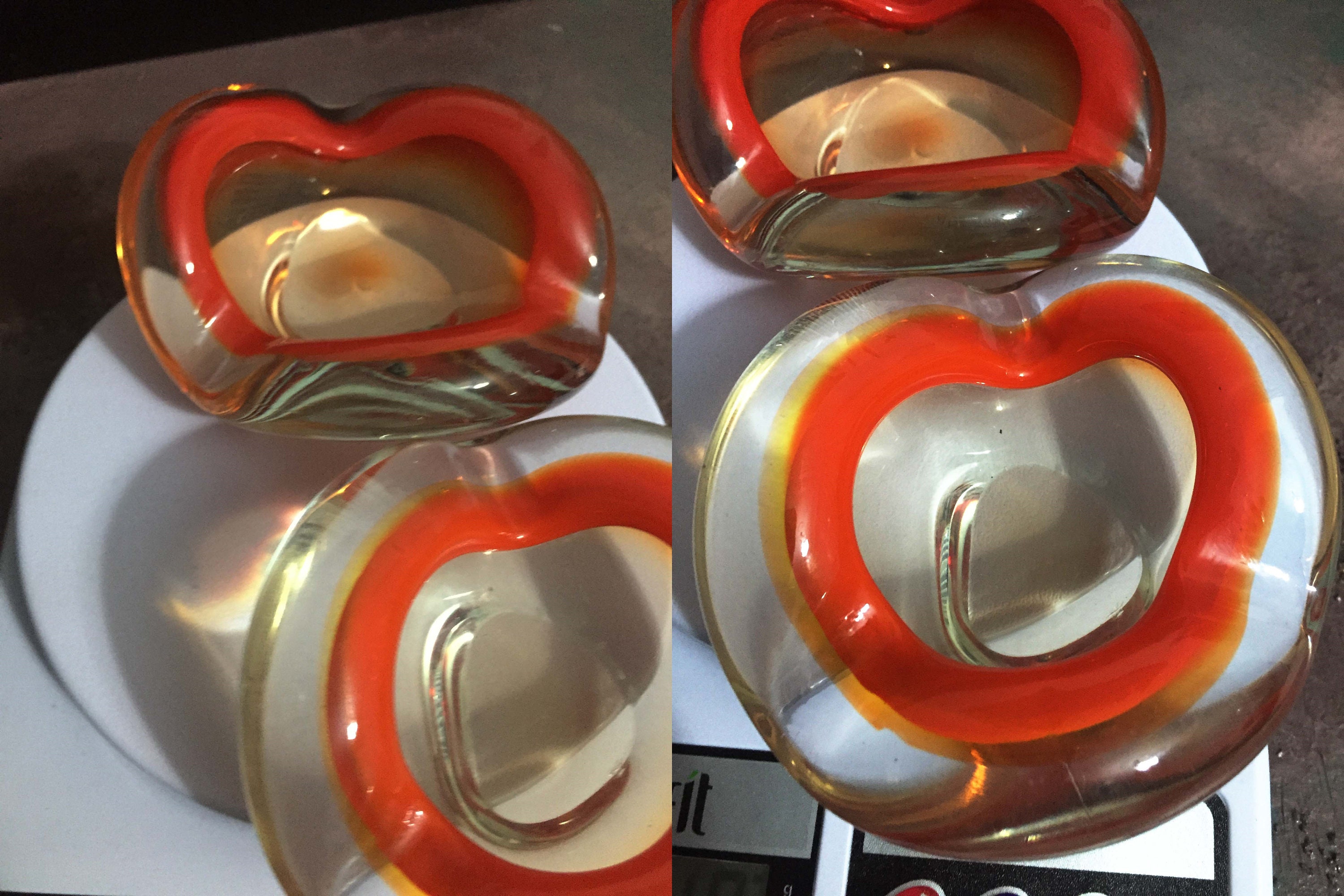 ⭐️⭐️⭐️⭐️⭐️⭐️⭐️⭐️⭐️⭐️⭐️⭐️⭐️ Buy 740gr. 2 Pc Set. Vintage Murano Ashtray İtalian/murano Glass