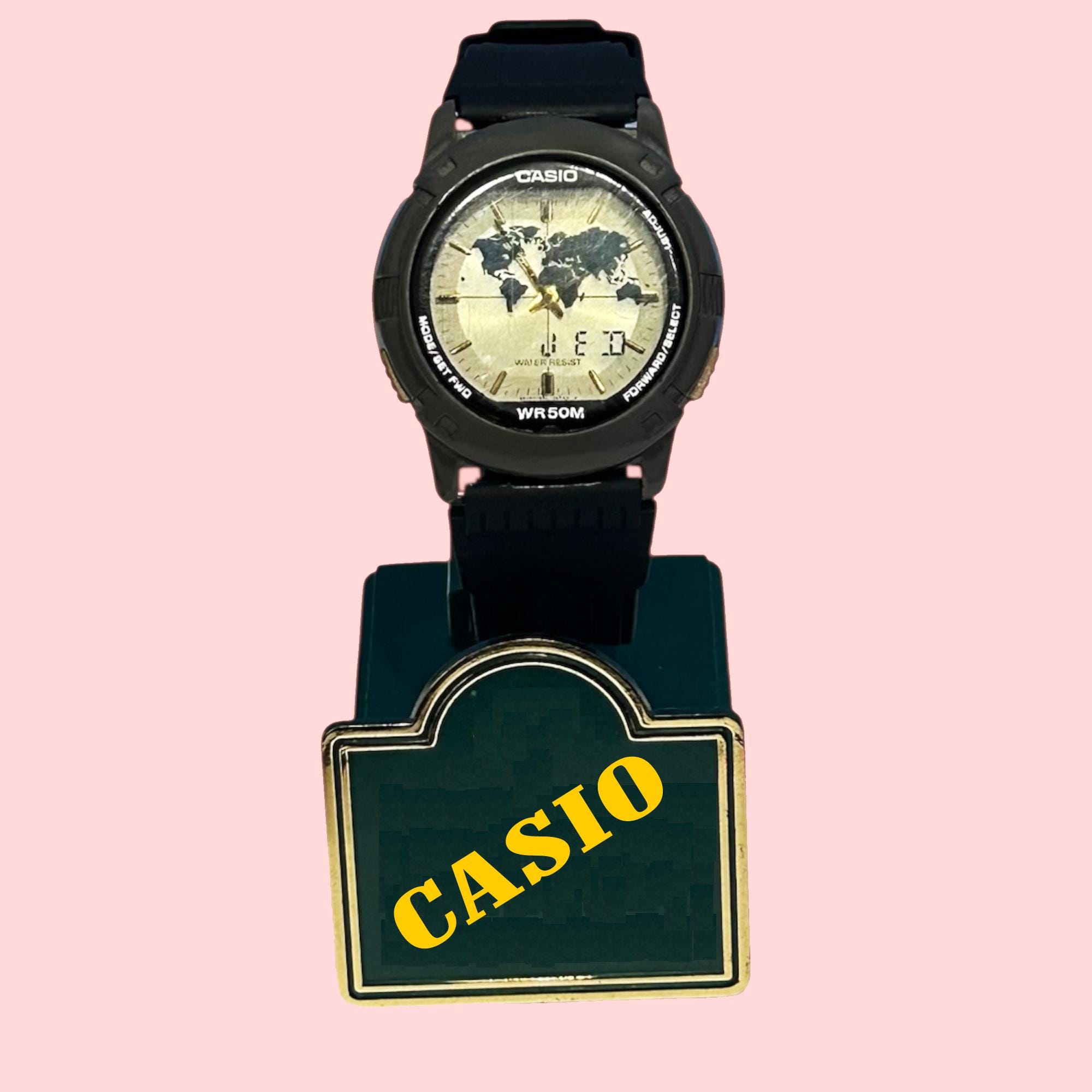 Vintage Watch Casio ABX-20 Twincept Data Bank World Time Ana-digi