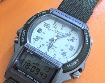 Vintage Casio AW-61 1750 Watch Analog Digital japan/ Chronograph, Men,  Gift Birthday /Good condition Casio Watch with box