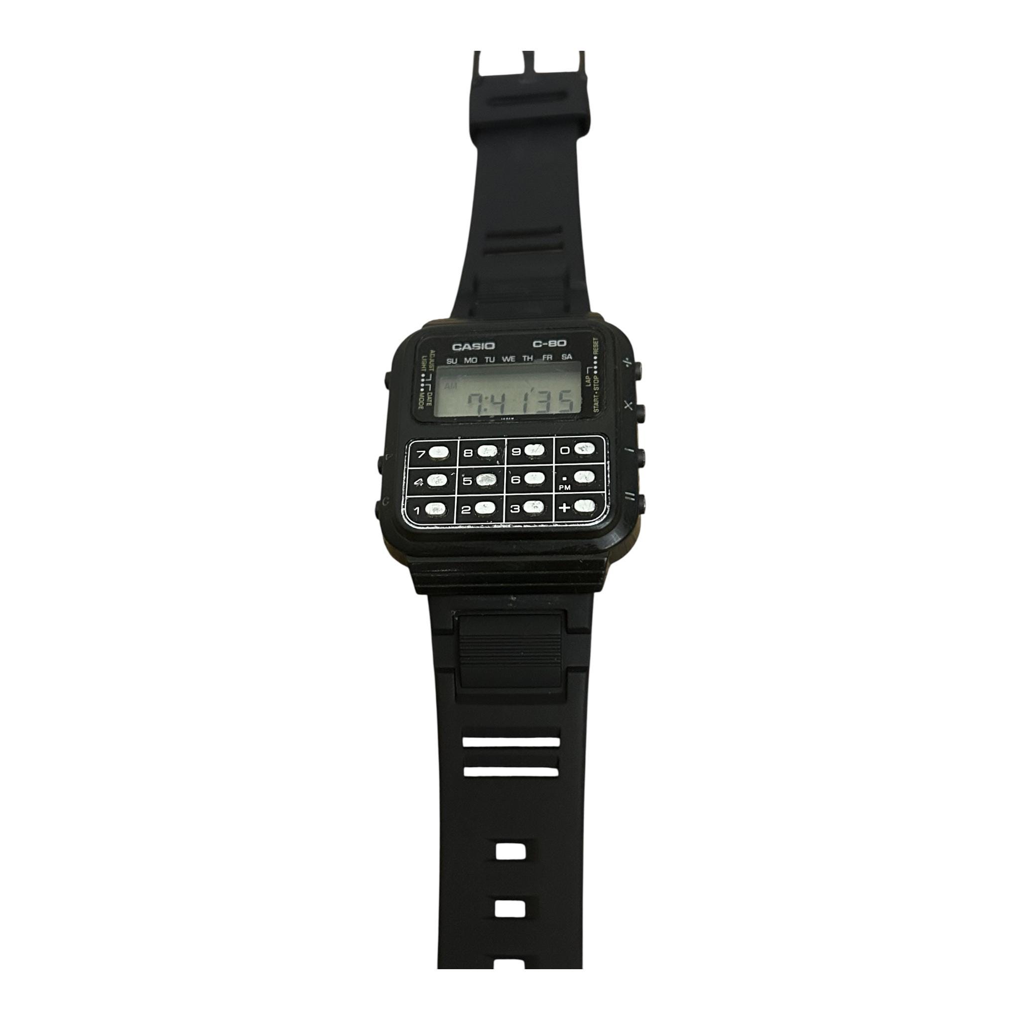 O*E様 CASIO カシオ C-80 カルキュレータ 黒 昭和レトロ レアモデ Vintage Casio C-80 Calculator Watch Module 133, Retro Japan Made