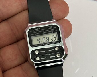 ブラックカラー CASIO A100WE ブラックカラー デジタル腕時計 カシオ
