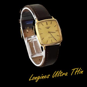 Vintage Longines Ultra Thin Quartz Watch 761 Swiss 6245 V8 Six Jewels  Handmade Genuine Leather Pouch, gold, omega, gold plated, classic