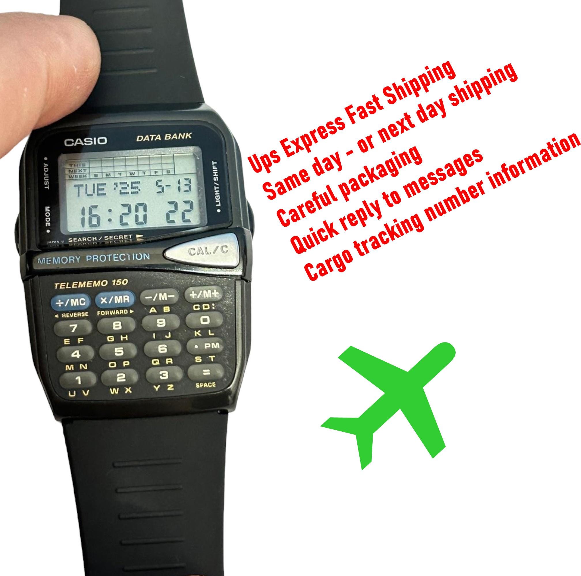 希少 美品DATABANK DBC-1500 CASIO 90s Vintage Vintage CASIO DBC-1500 Data Bank 150 Digital Calculator Wrist