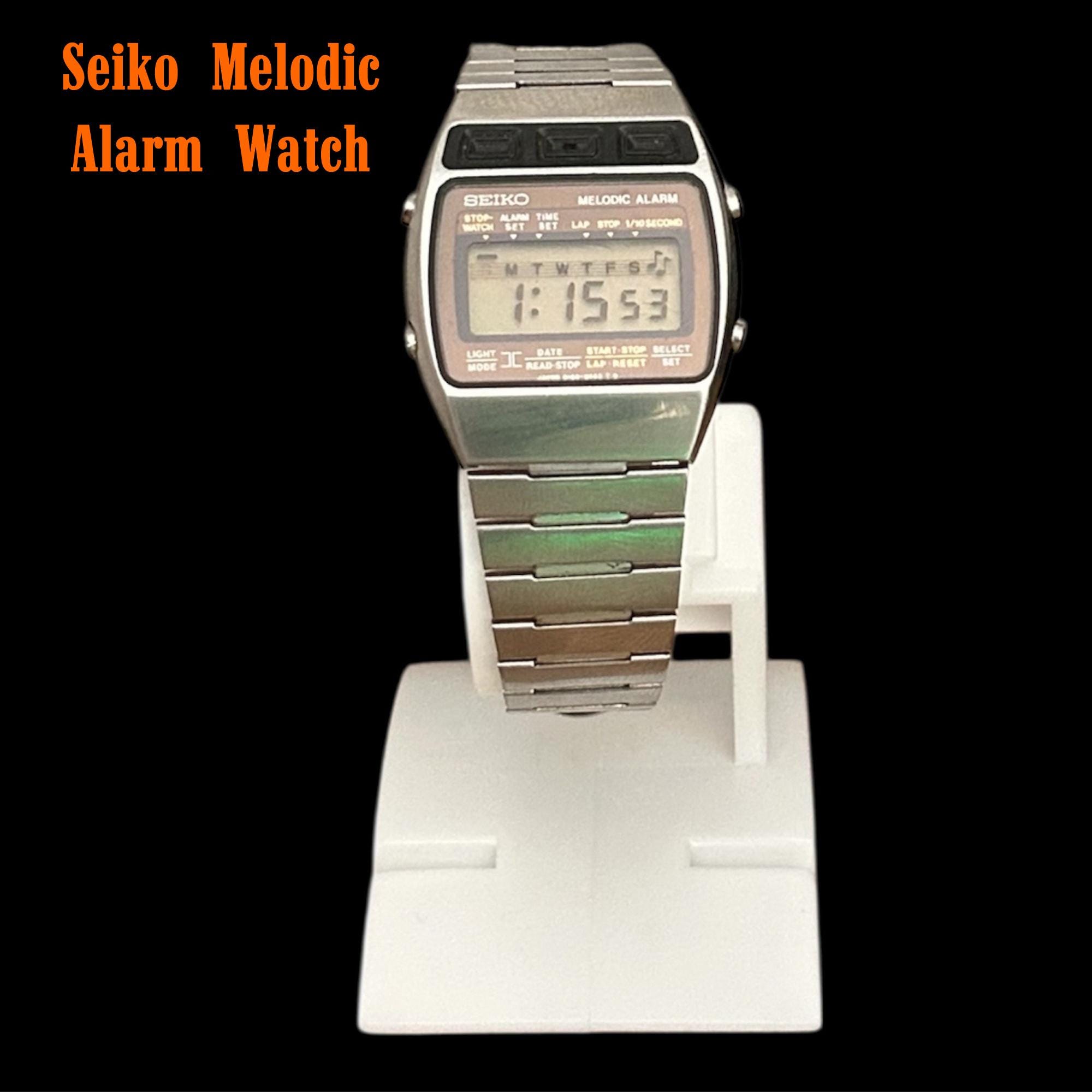 RARE Vintage Seiko A169-5000 Melodic Alarm LCD Digital Wrist Watch, 1979s, Silver Case, The light is working, Collectible Watch