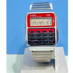 Casio CA-500WE Very good condition cosmetic thin case Casio Tin box Red Frame
