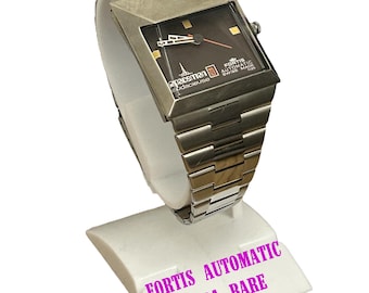 Ultra RARE Vintage Swiss FORTIS Watch Spaceman  AUDACIEUSE 1970s Black Dial Original Bracelet Very good condition collectible