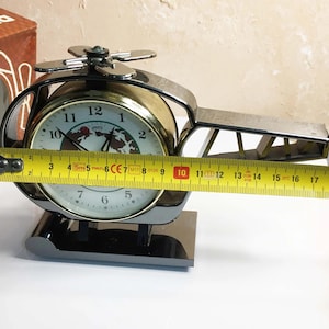 Vintage, Animated clock,/ 1970s Alarm Clock/Diamond China helicopter, Shangai/Antique Mechanical clock/Mom father gift Antique clock