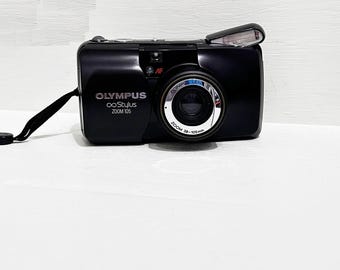 Vintage Olympus Stylus Zoom 105: 35mm Film Camera, Black, With